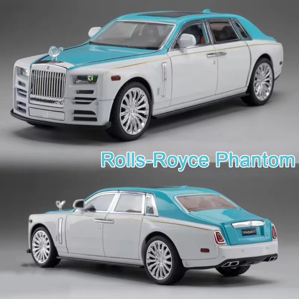 

Коллекция 1/22 года, модели игрушечных автомобилей в рулонах Royce Phantom, литые под давлением, Автомобили со встроенным звуком, 6 дверей, открывающийся автомобиль, игрушки для детей и взрослых