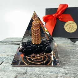 Handmade orgonite Pyramid Orgone Obsidian Gravel Copper Wire Healing Crystal Energy Emf Protection Meditation Tool