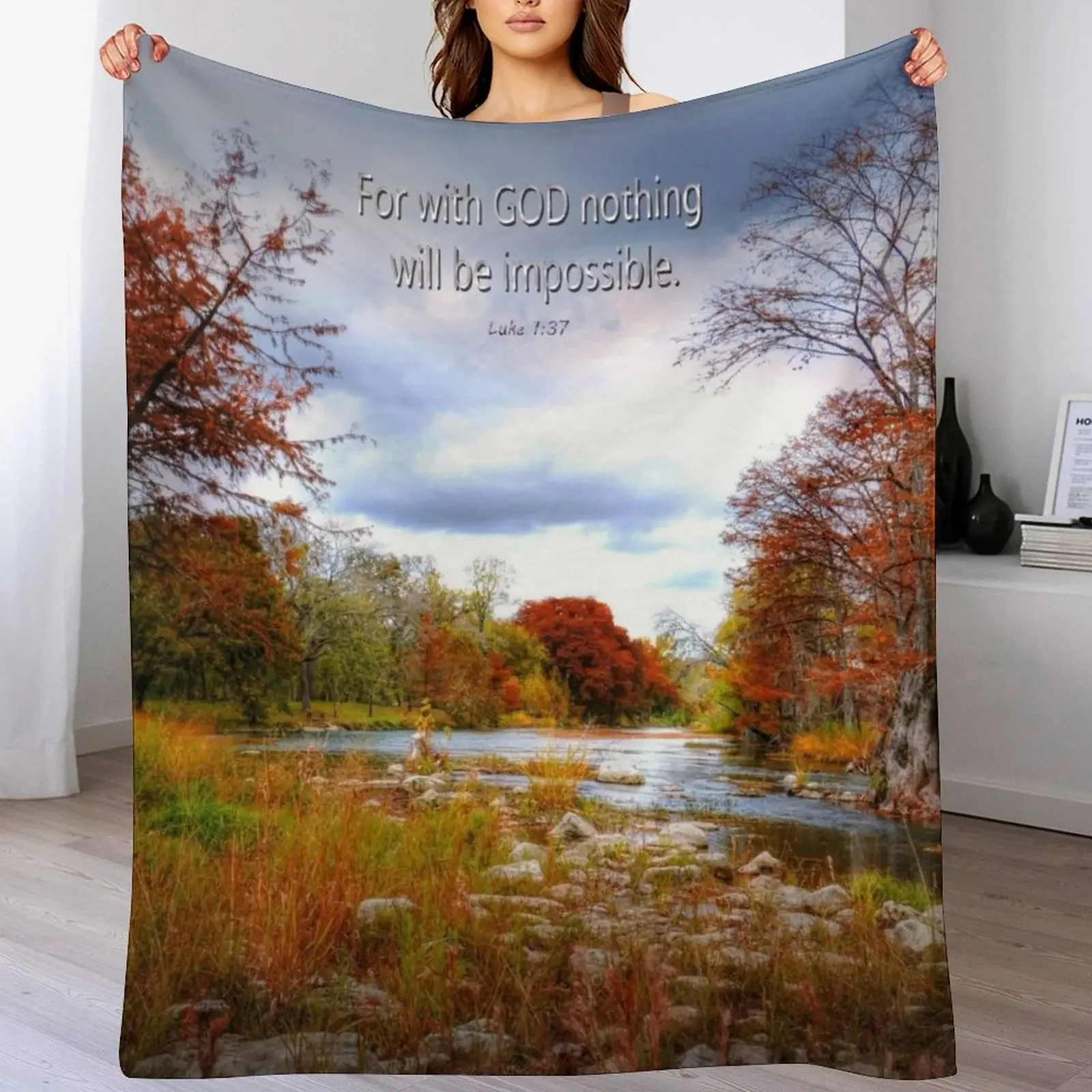 

New Luke 1:37 Throw Blanket Luxurious Soft Fuzzy Blanket for Sofa Bed
