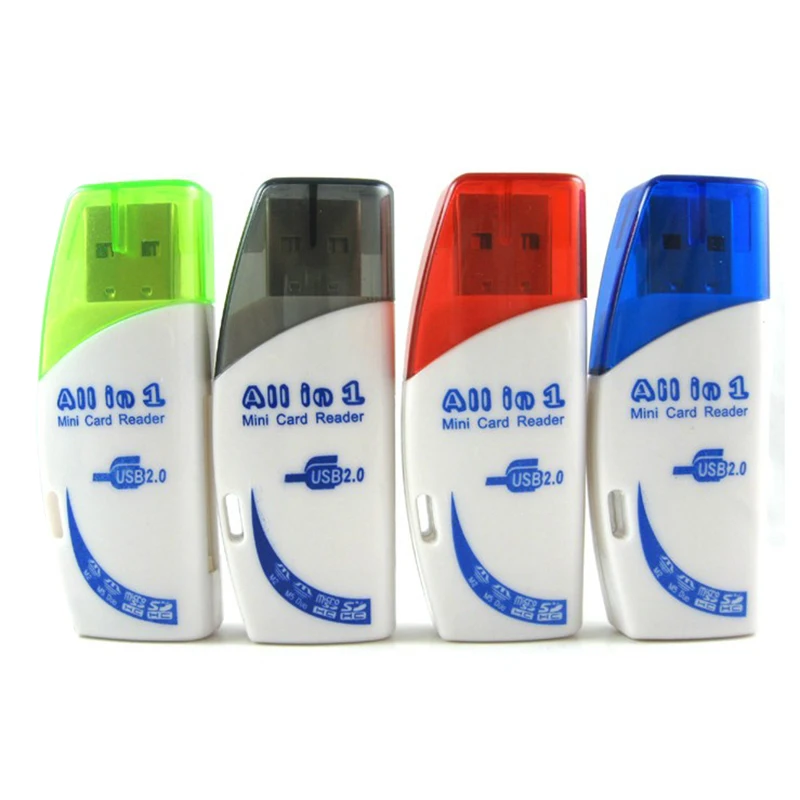 Multi-color 4 In 1 Card Reader Adapter USB 2.0 for SD/ MS/ TF/ M2 Reader