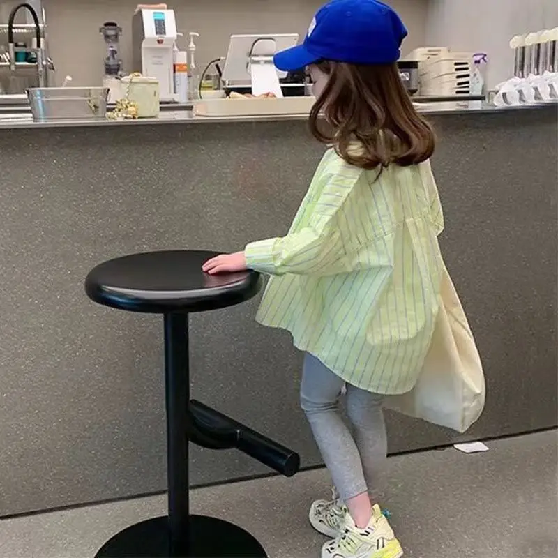 

Children's Shirt Sunscreen Jacket 2025 New Western Style Striped Shirt Boys and Girls Long Sleeve Versatile Cotton Top Coat