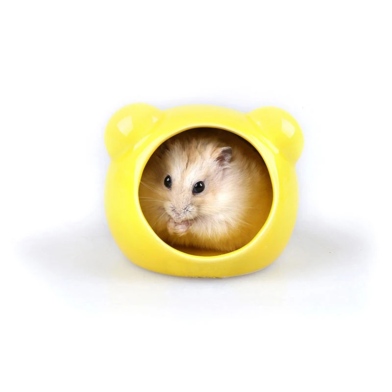 Hamster House Ceramic Hideout Small Animals Nesting Habitat Cage Ceramic Bath, Pet Hideout Hut Cave for Hamster Gerbils