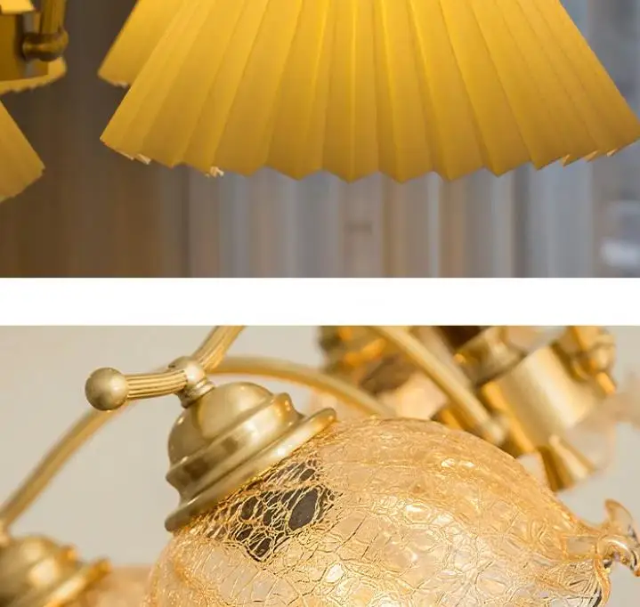 

American Wabi-Sabi Living Room Lamp Design Sense Nordic Restaurant French Light Luxury Middle Age Brass Retro Bedroom Chandelier