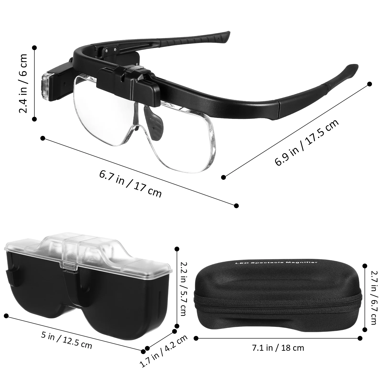 Glasses Wearing Magnifying Embroidery Magnifier USB with Lights Watch Repair For Reading