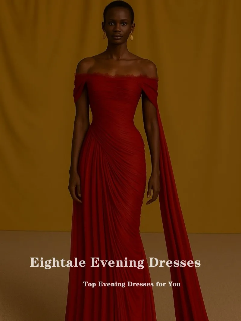 

Eightale арабское вечернее платье без бретелек по индивидуальному заказу из шифона со складками синее платье длиной до пола трапециевидной формы для выпускного вечера свадебное платье