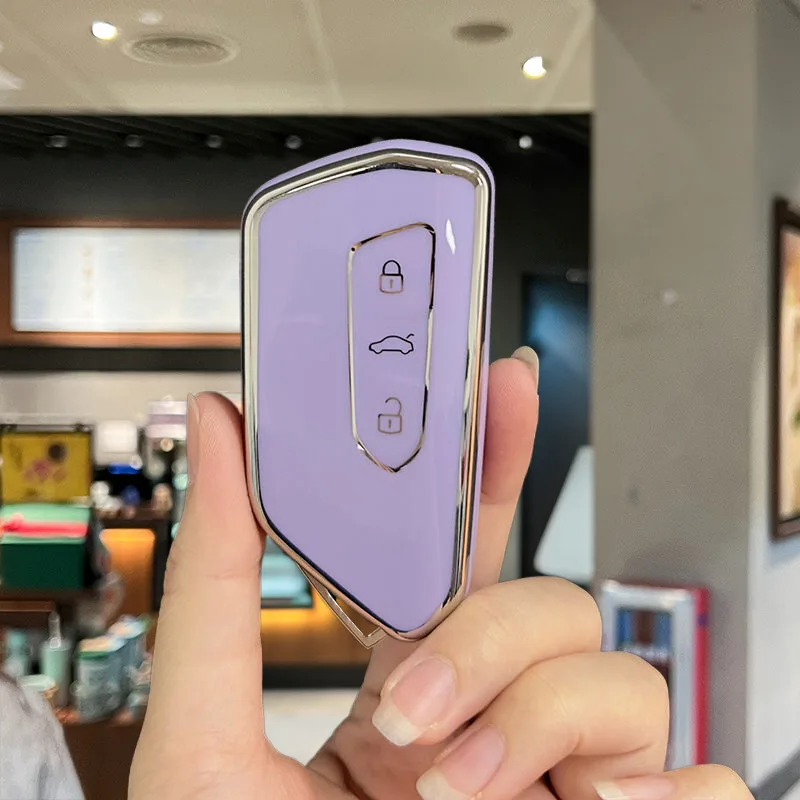 3 أزرار حافظة مفتاح بعيد لينة بولي TPU حافظة مفاتيح السيارة حماية كاملة حافظة مفاتيح لشركة فولكس فاجن فولكس فاجن/جولف 8 MK8 ID.3 ID.4 /Cupra/سكودا #4