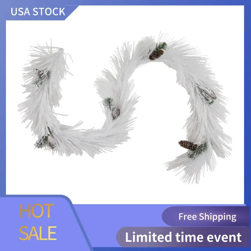 

6' x 10" White Flocked Artificial Christmas Garland with Pine Cones, Unlit