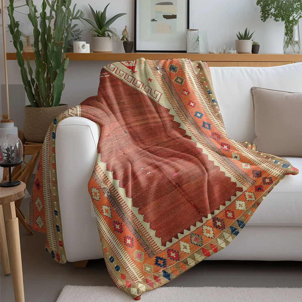 Vintage Ethnic Kilim Rug Handmade Persian Wool Area Rug Moroccan Berber Rug Decorative Floor Mat Cushion Cover