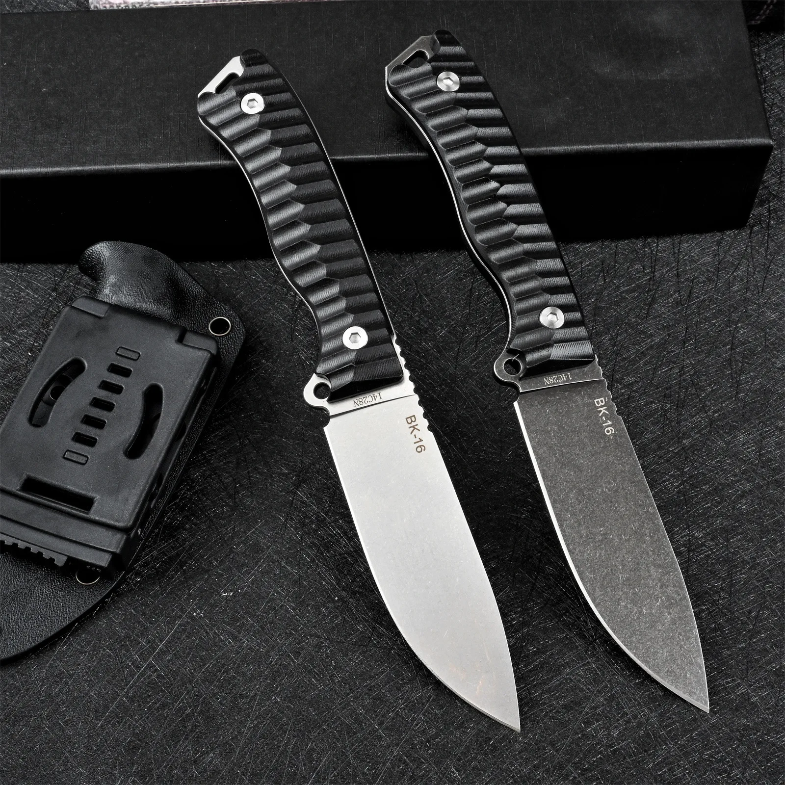 

Trskt BK-16 camping survival knife, portable knife, fruit knives 60hrc 14c28n Steel ,G10 Handle With Kydex Sheath Dropshipping