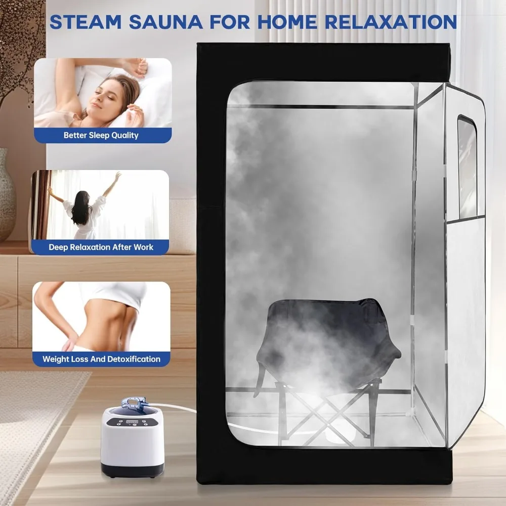 Portable Steam Sauna Home Spa,Full Size Steam Room Relaxation,600D Canvas Sauna Tent Personal Sauna Box 3L &1000W Steamer