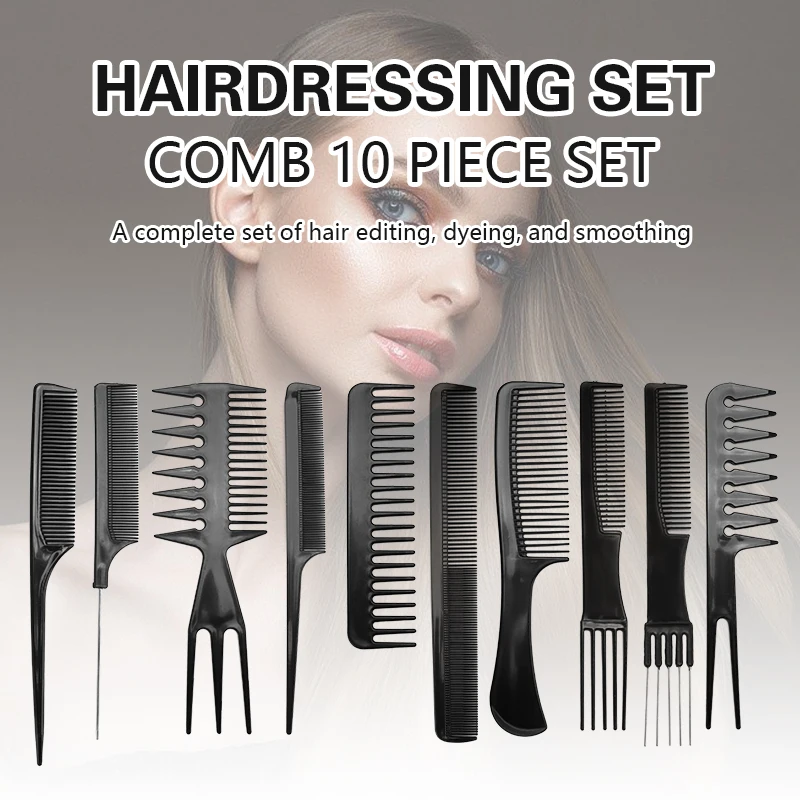 

10Pcs/ Set Barber Hairdressing Combs Hair Detangler Comb Anti-Static Haircare Hairstyling Tool Stylist Accessories