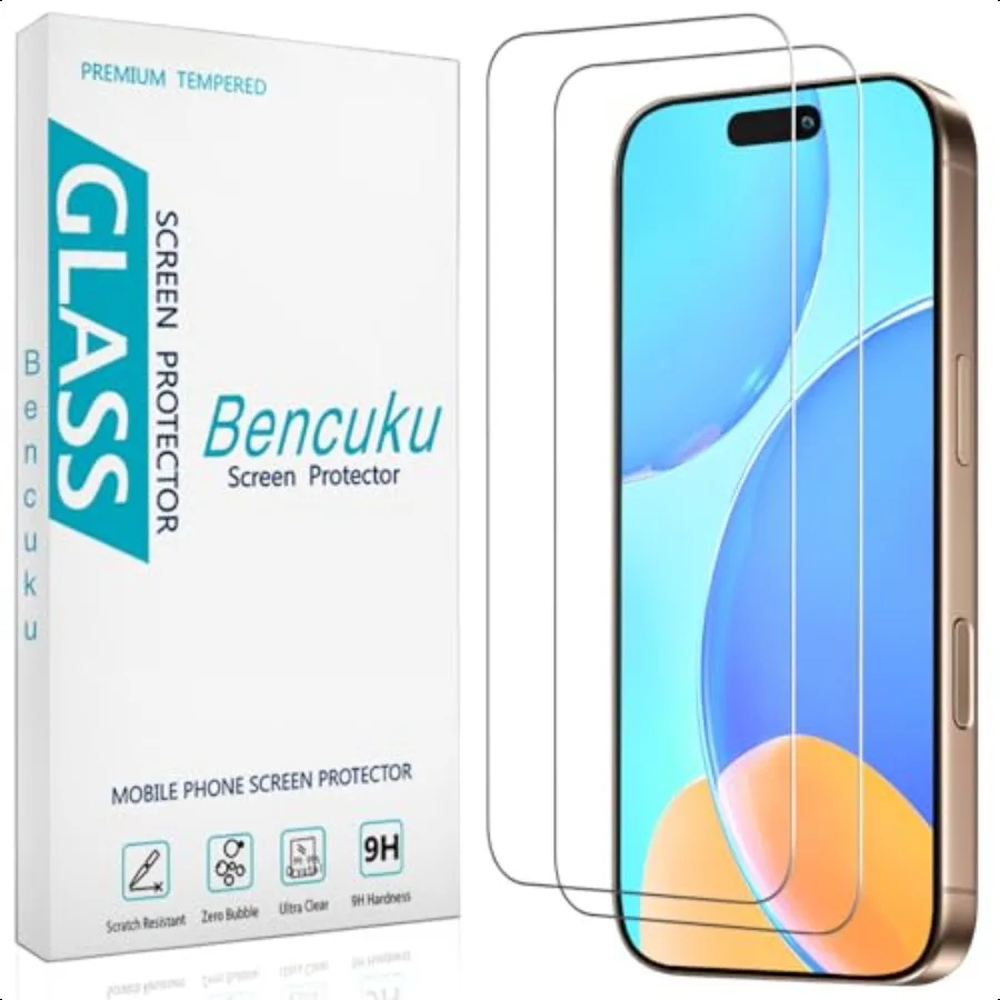 

2 Pack Designed for iPhone 17 Pro Max 6.9 Inch Tempered Glass Screen Protector Full Coverage Anti Scratch Bubble Free