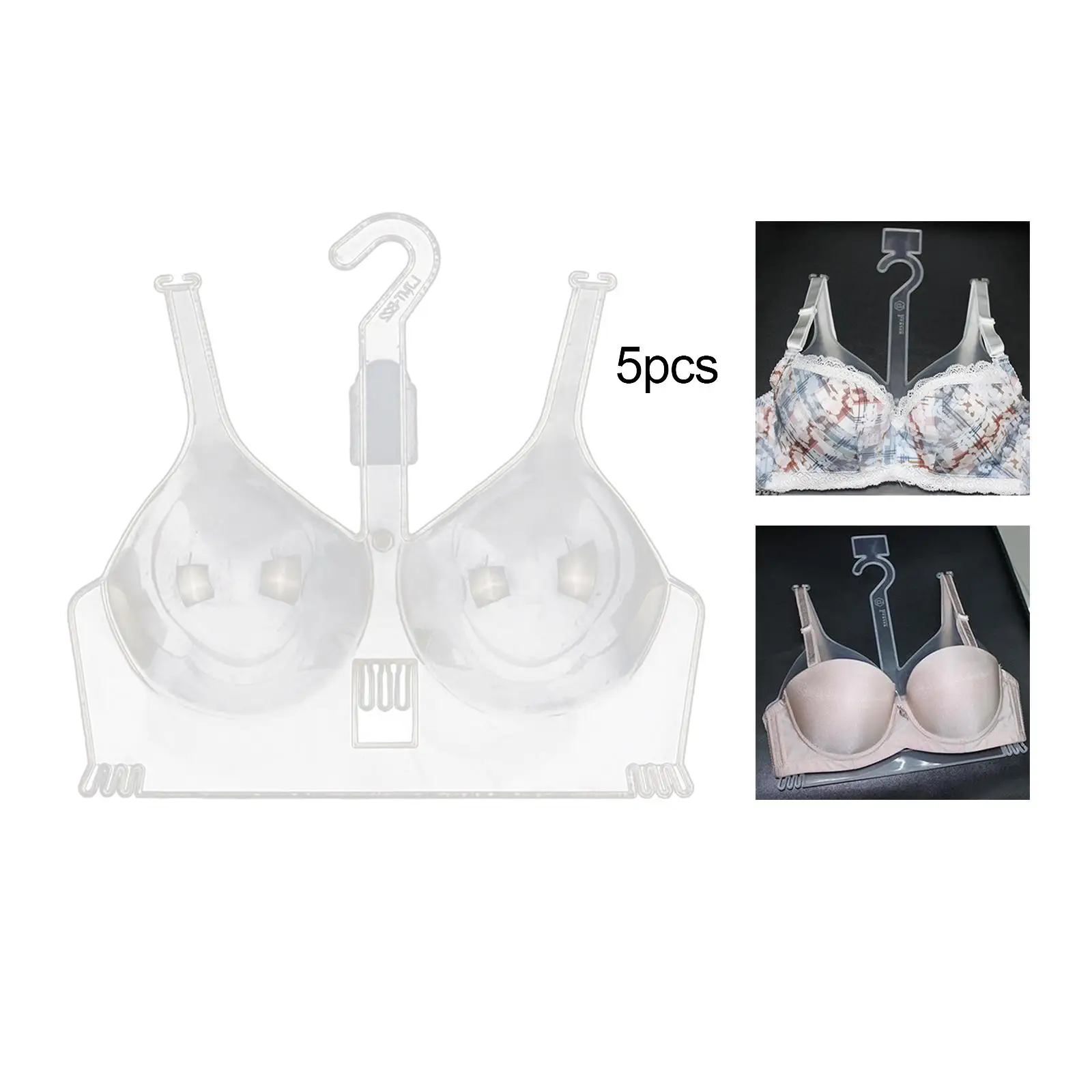 5Pcs Clear Bras Display Rack Hanging Bras Hangers Multifunctional Space Saving for Shop