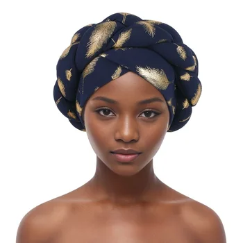 Bronzeador Africano Headtie Braid Turbante Caps para Mulheres, Nigéria Wedding Party Chapelaria, Auto Gele Feminino Cabeça Wraps