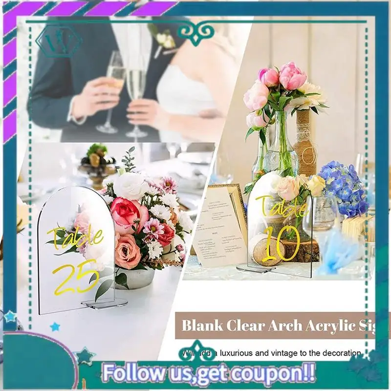 20Piece Blank Acrylic Numbers Signs With Stand 6X4 Inch Diy Arch Acrylic Stand Signs