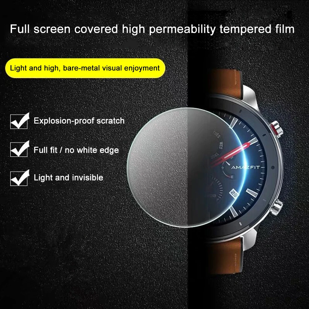 2 Pcs Tempered Glass Screen Protector Clear Film For Xiaomi Huami Amazfit GTR 47MM 42MM Smart Watch Wristbands Accessories