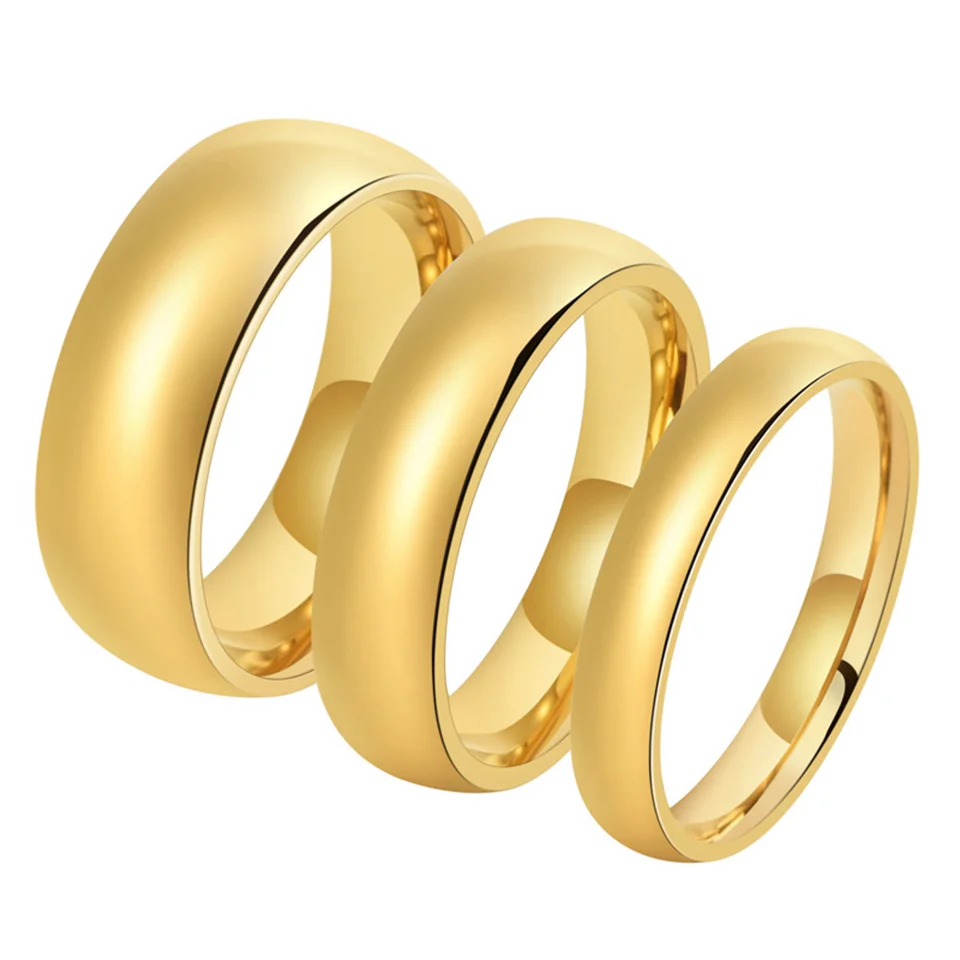 

Polished Tungsten Steel Ring Personalized Couple Plain Ring Wide And Narrow Version Smooth Lacquer Ring Yellow And White Color