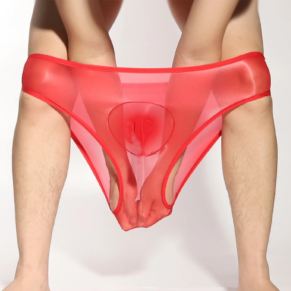 Men’s Sexy Transparent Briefs Unisex Seamless Thong Sheer See Through Stretch Pantyhose Super Elastic Panties Shorts Underwear