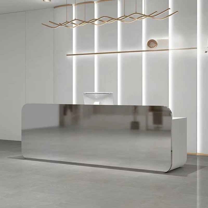 &c New Custom Stainless Steel Bar Counter Front Desk Office Company Hotel Property Medical Beauty Salon Lobby Reception Desk