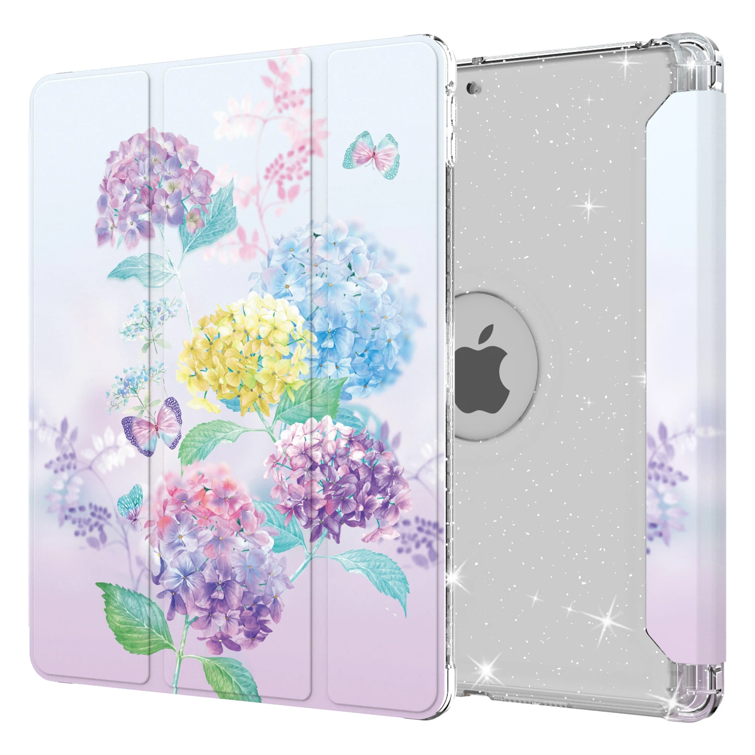 

Универсальный тройной окрашенный чехол для iPad 10,2, 2019, 2020, 2021, 7-го, 8-го и 9-го поколения, блестящий кожаный чехол из ТПУ с прозрачной задней подставкой