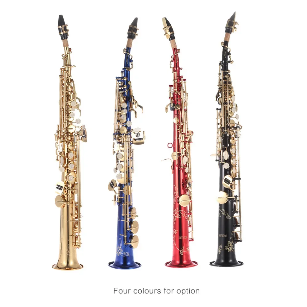 Logo Custom Accept Lacquer Gold Brass Saxophone B Flat Soprano Saxophone Colors Choice Wind Instruments