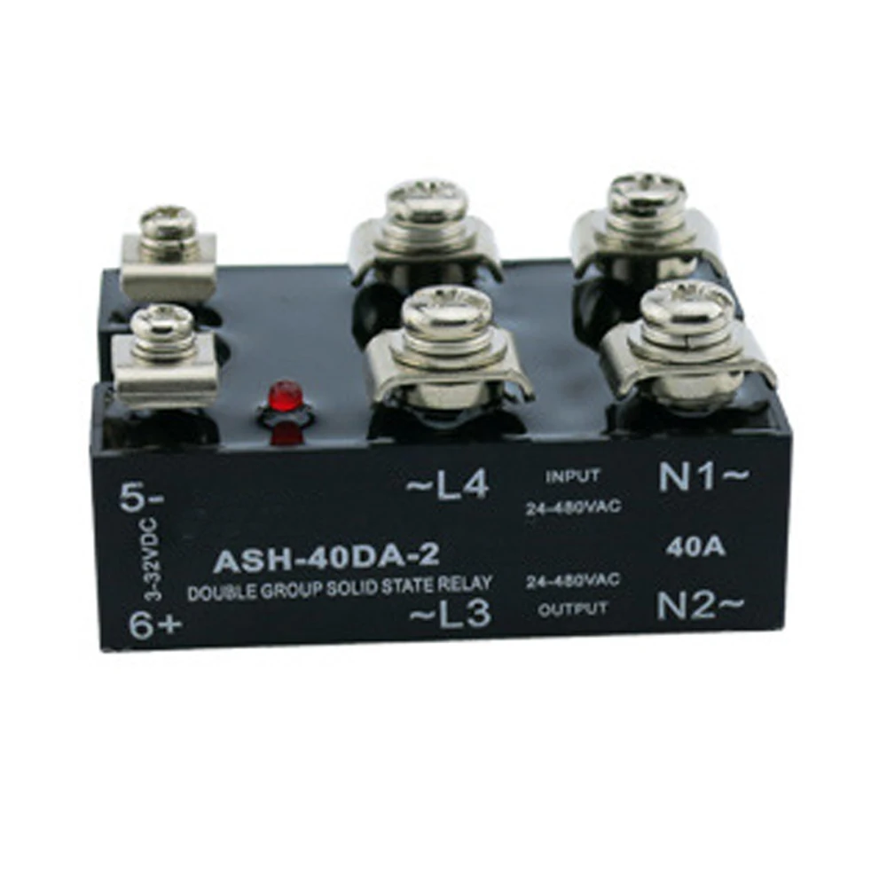 

2-Phase Solid State Relay ASH-40DA-2 Contactless Solid State Relay DC Controls AC With Led Indicator Light