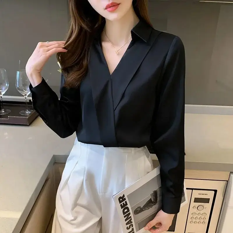 Spring Autumn Korean Style Elegant Fashion Chiffon Shirt Top Women Office Lady Long Sleeve Blusa Temperament All-match Blouse