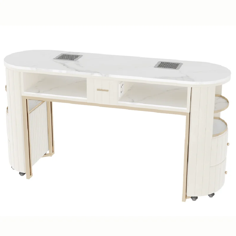 Drawer Glass Nail Desk Workstation Collector Aesthetic Luxury Nail Table Designer White Stolik Do Paznokci Manicure Furniture