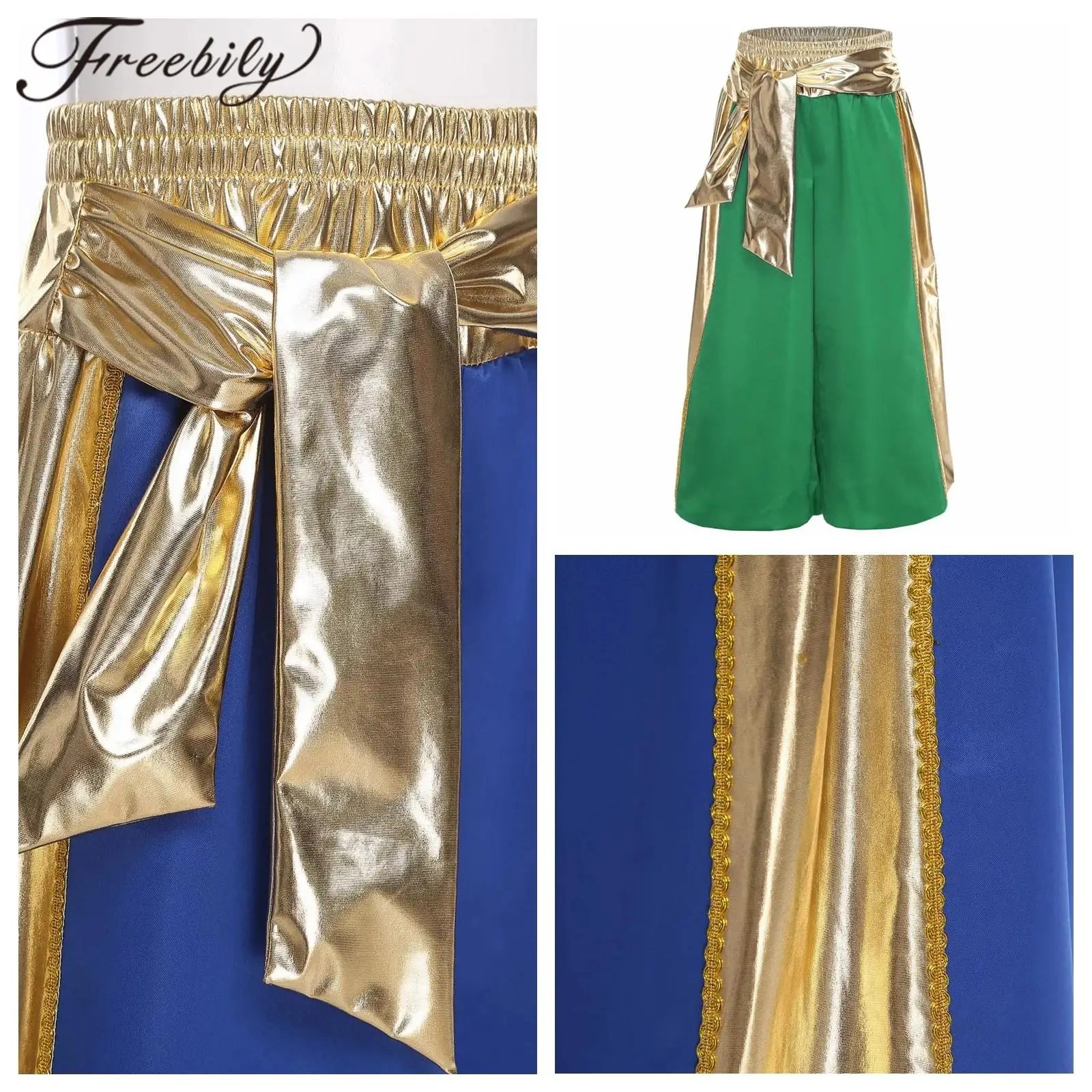 

Arab Costume Children Bloomers Halloween Kids Boys Metallic Shiny Lamp Fancy Dress Arabian Prince Costume Cosplay Harem Pants