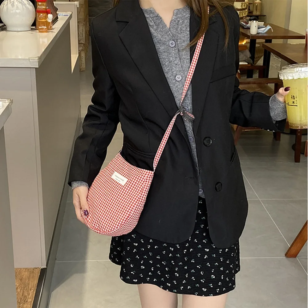 Casual schattige kleine vierkante tas geruite denim crossbody telefoonzakje dubbelzijdig beschikbare opbergtas raster schoudertas buiten