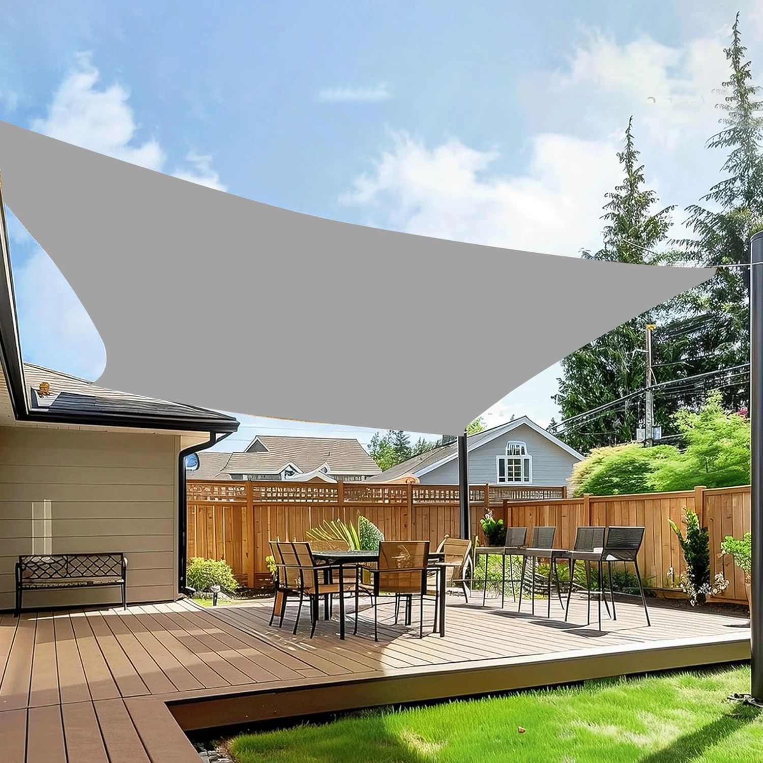 Waterproof sunscreen gray sunshade sail, rainproof and UV-proof rectangular sunshade with complimentary rope