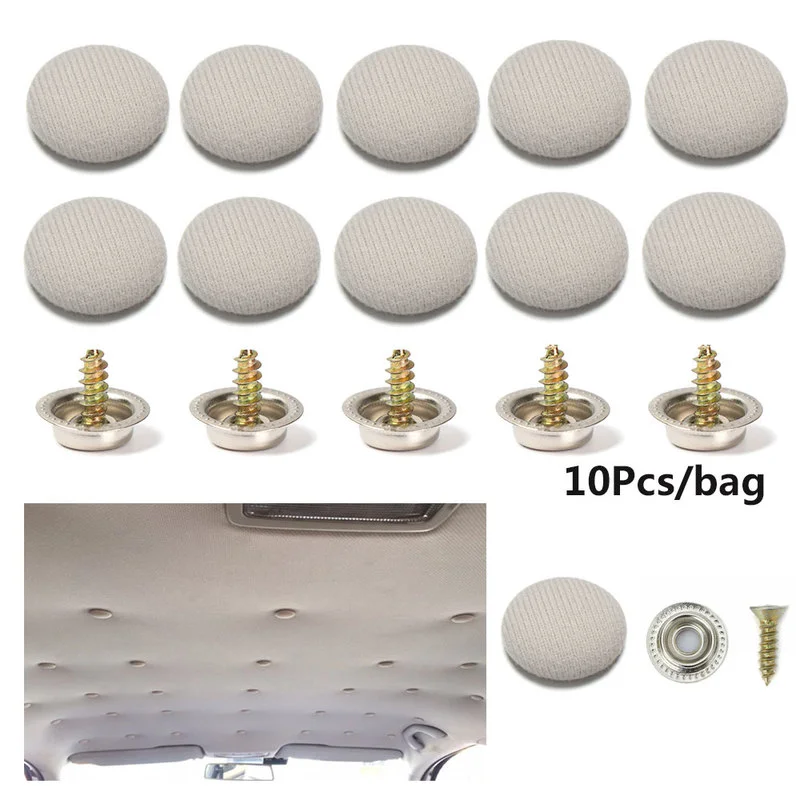 Interior do carro Telhado Fivelas, Headliner Teto Pano, Fixação Screw Cap Clip, Car Care Tecido Buckle, Rebites Acessórios Retainer, 10Pcs