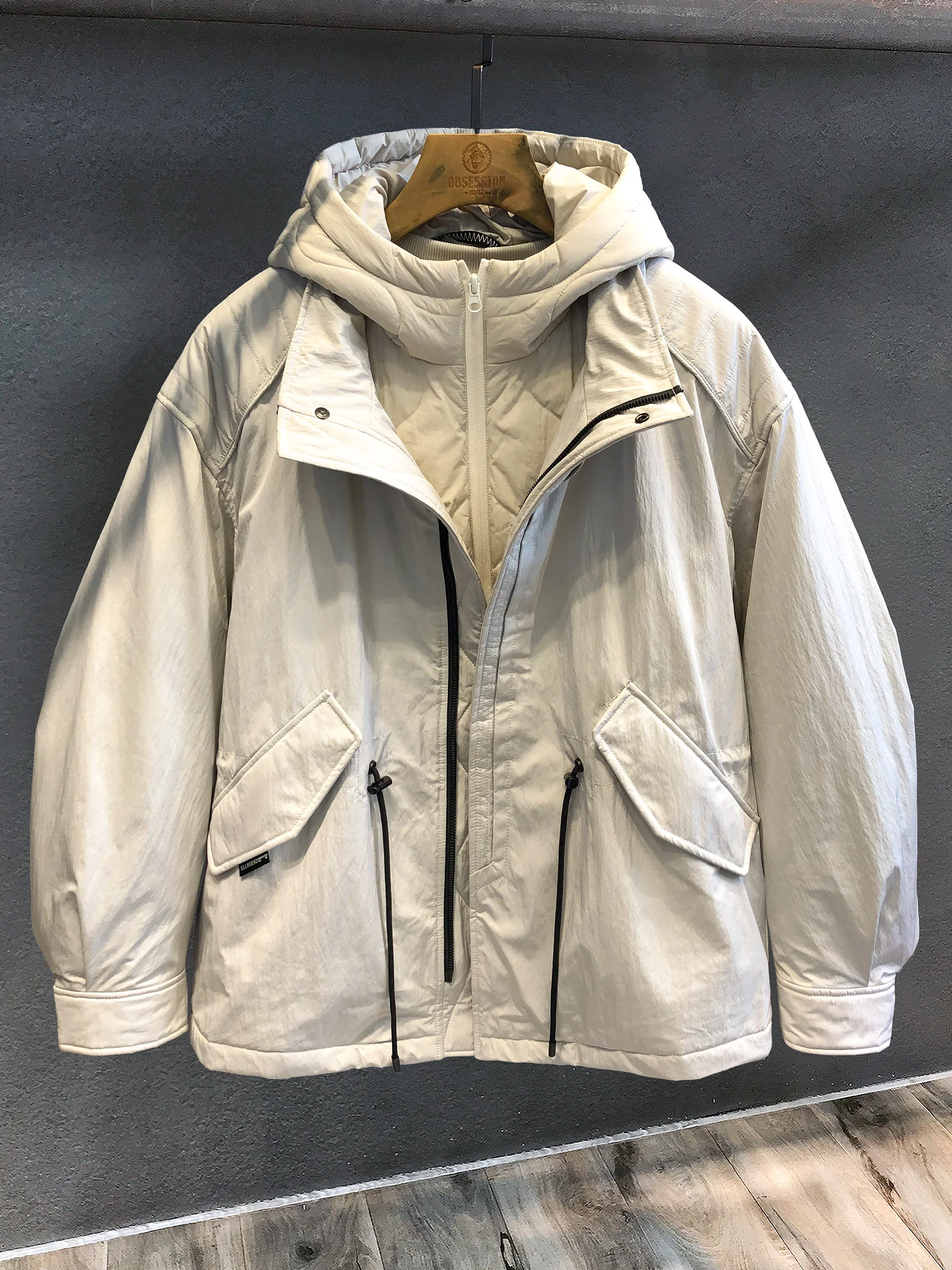 

Мужская повседневная куртка-пуховик с 90% белым утиным пухом, теплая, для работы, зимняя верхняя одежда, на молнии, из полиэфирного волокна