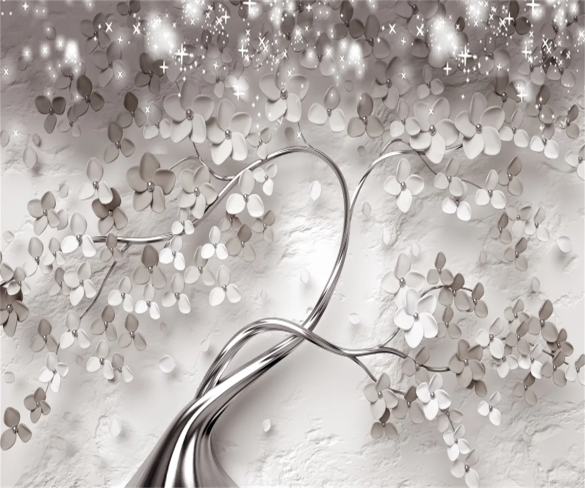 

Пользовательский размер 3D наклейки на стену белое розовое золото дерево удачи фреска домашний декор рельефная подвесная картина фреска для гостиной спальни