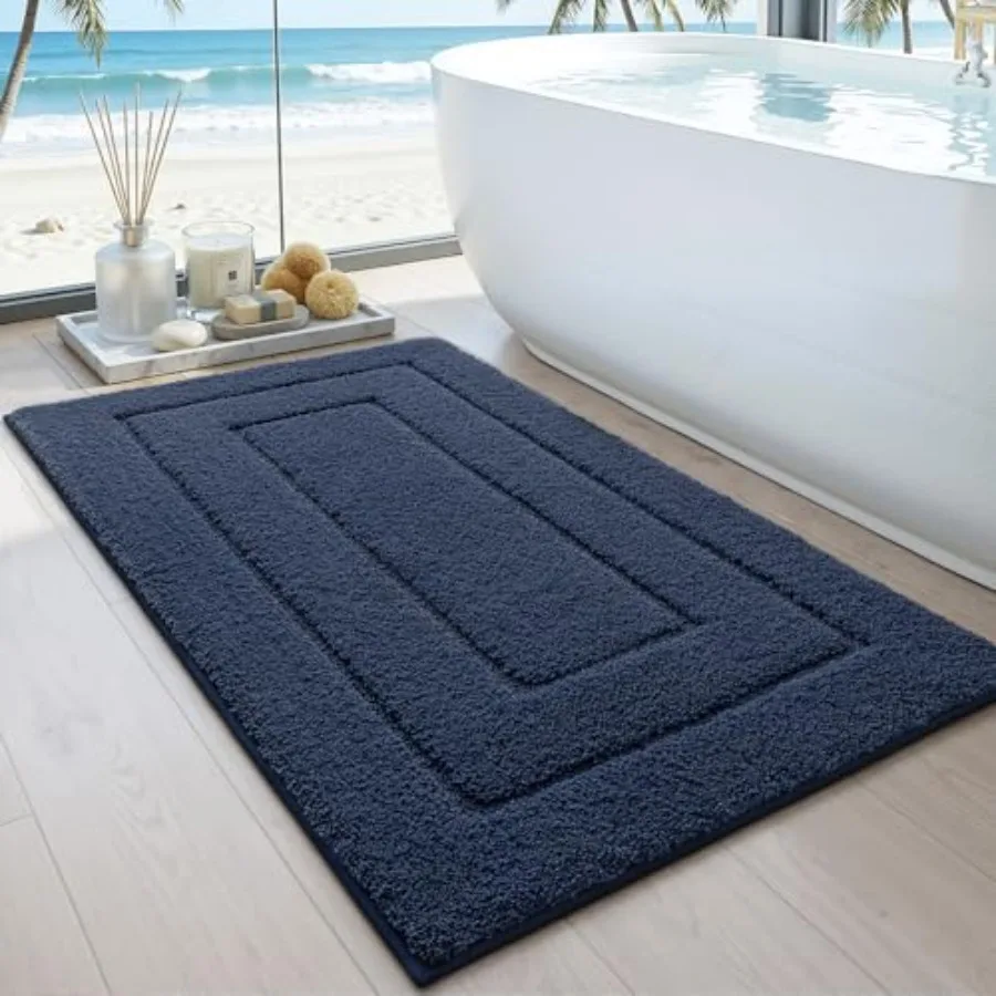 

Bathroom Rug 43x24, Non Slip Washable Bath Mat for Shower Floor, Extra Large Absorbent Soft Bathmat with Rubber Backing, Quick