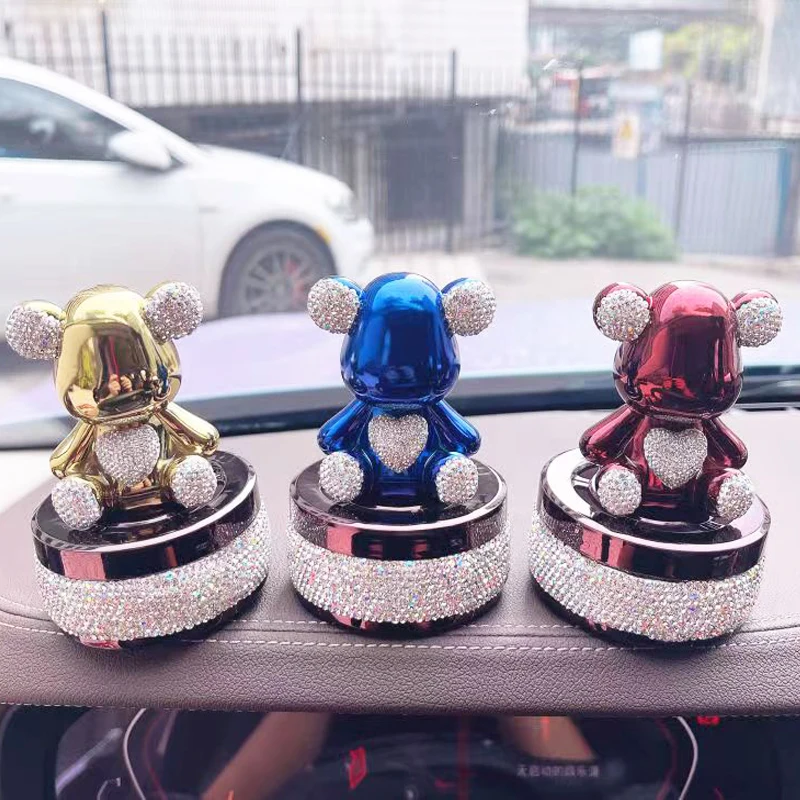 

Crystal Diamond Car Interior Decoration Doll Ornaments With Perfume Cartoon Cute Little Bear Love Car Panel Dashboard Accessorie