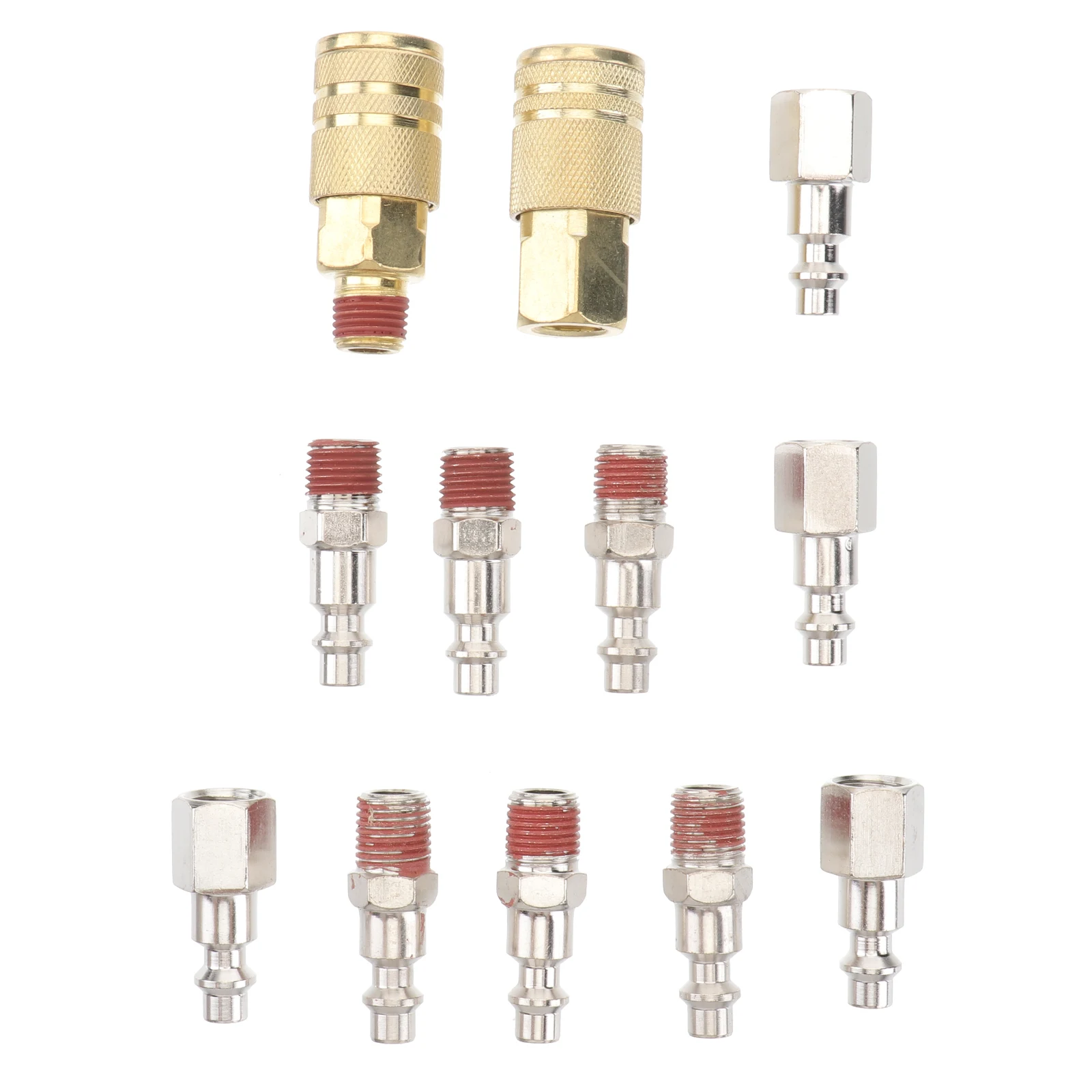 

12 Pcs Pneumatic Tool Joint Set Durable Iron Quick Connect Disconnect Air Coupler Straight Reducer Fittings Hose Pneumatic