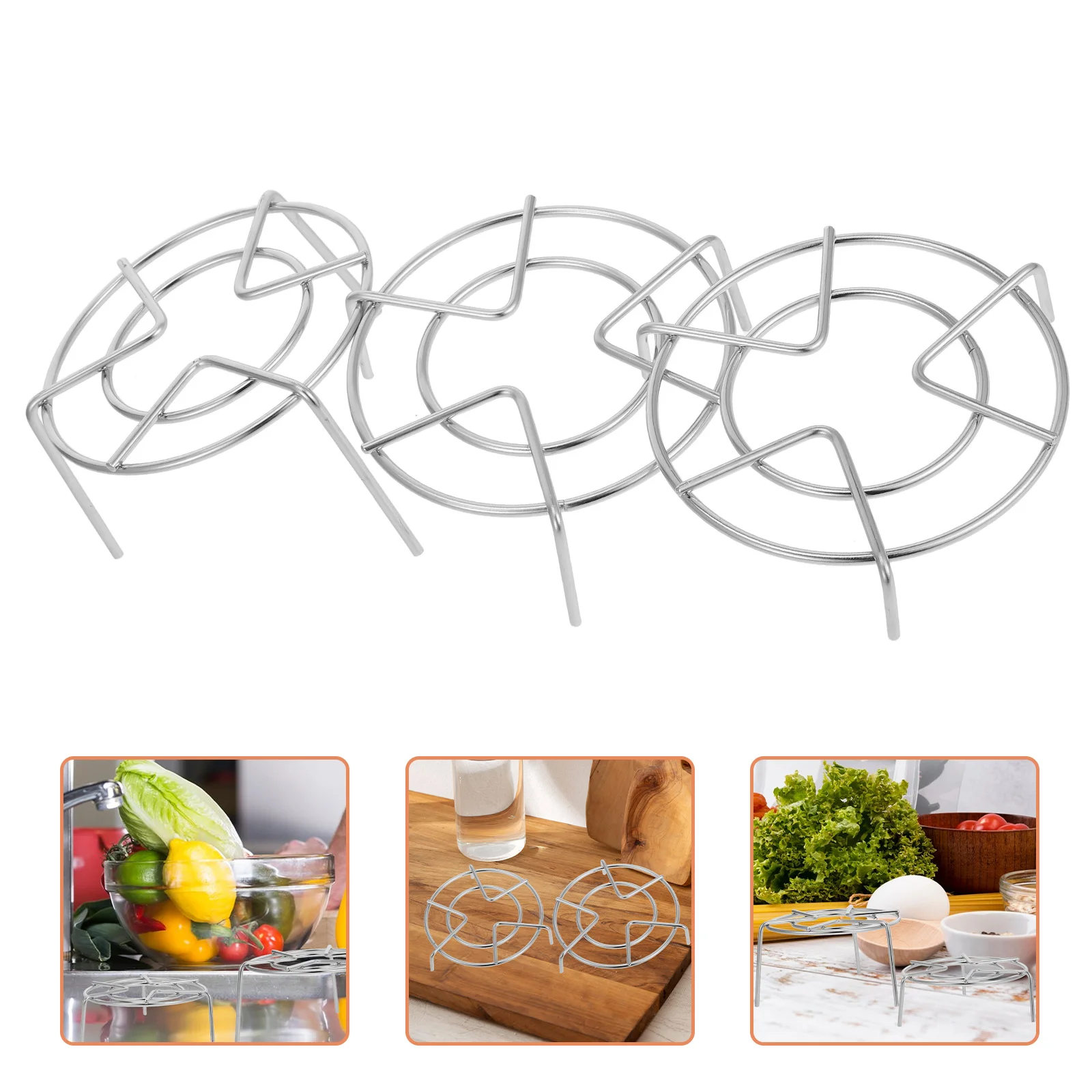 

3pcs Stainless Steel Steaming Rack Set Kitchen Cookware For Pressure Cookers Versatile Pot Trivets Stable Tripod Stock
