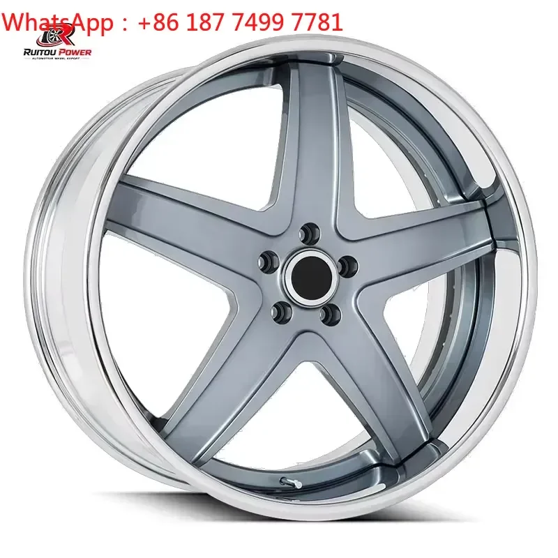 18-26 Inch Two Piece Forged Alloy Rims Full Polished Multi Straight Spoke VIP Style Wheels for Pickup Trucks Luxury Sedans