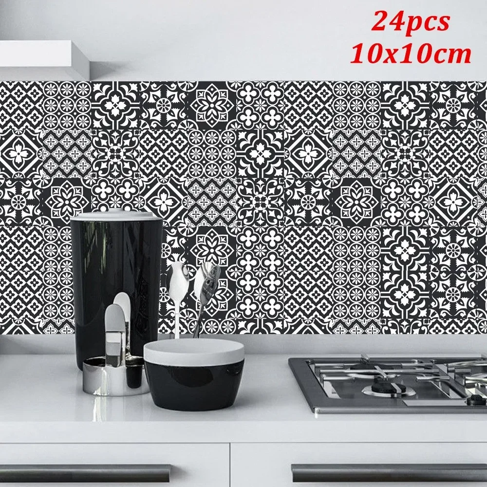 Enhance Your Living Space with 24pcs Self Adhesive Tile Stickers, Use for Walls, Floors, Kitchen, and Bathroom