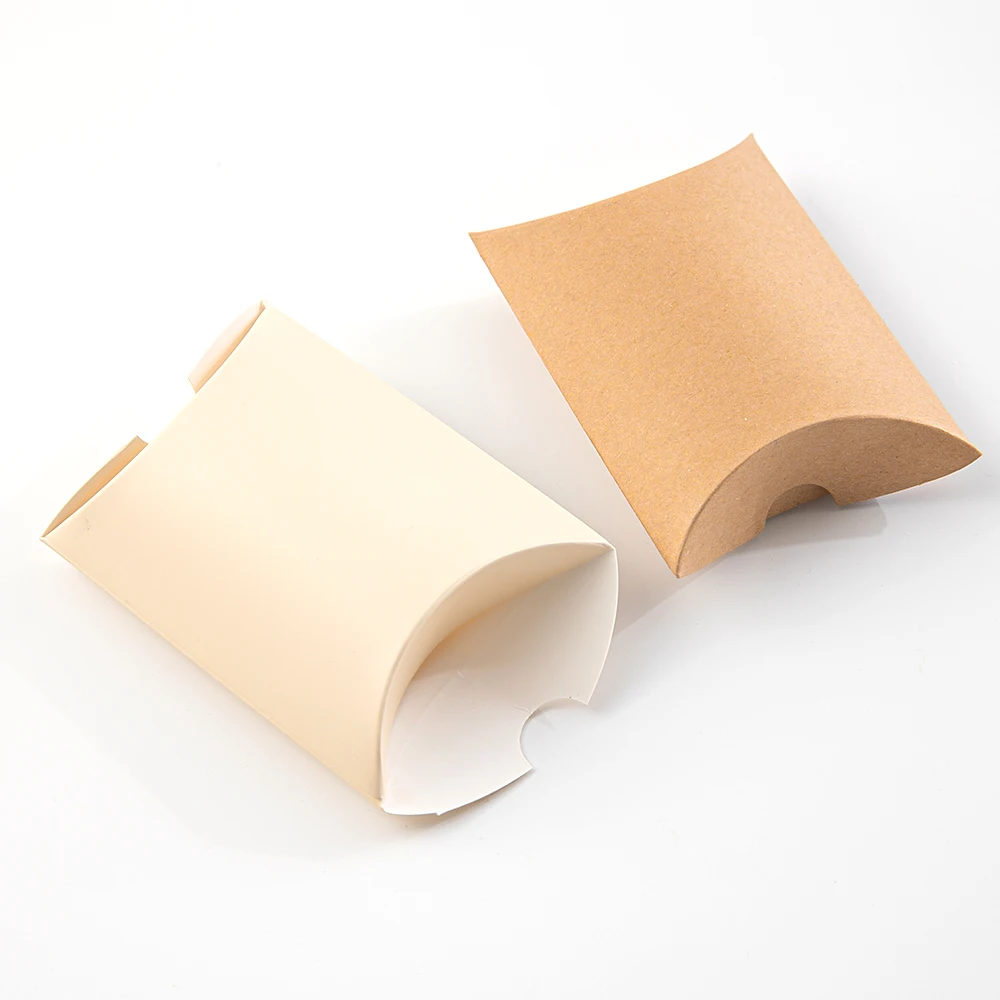 10 قطعة وسادة ورق كرافت صغيرة صندوق حلوى صندوق هدايا قابل للطي للمخبز والشوكولاتة عرض المجوهرات التعبئة والتغليف لوازم الأعمال الصغيرة