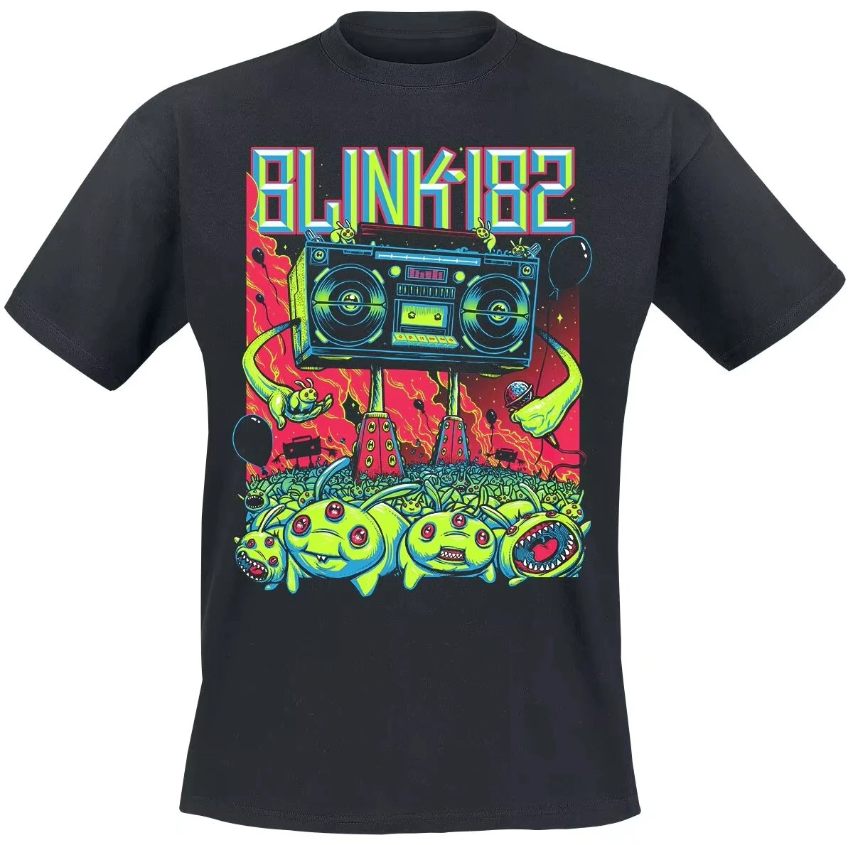 Blink 182 Skeleton Middle Finger Print Cotton T-shirt Men Women Punk Rock Band Unisex Short Sleeve Casual Tee