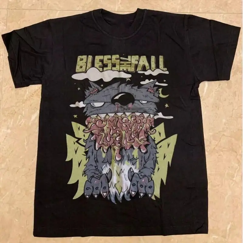 Camiseta de algodón Blessthefall Band Monsters Cat, todas las tallas