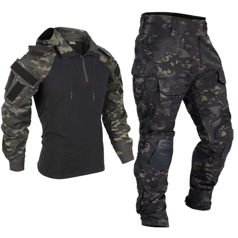 

Men Tactical Suits Outdoor Paintball Clothing Uniform Shooting Combat Camouflage Shirts Cargo Knee Pads Pants