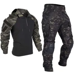 Men Tactical Suits Outdoor Paintball Clothing Uniform Shooting Combat Camouflage Shirts Cargo Knee Pads Pants
