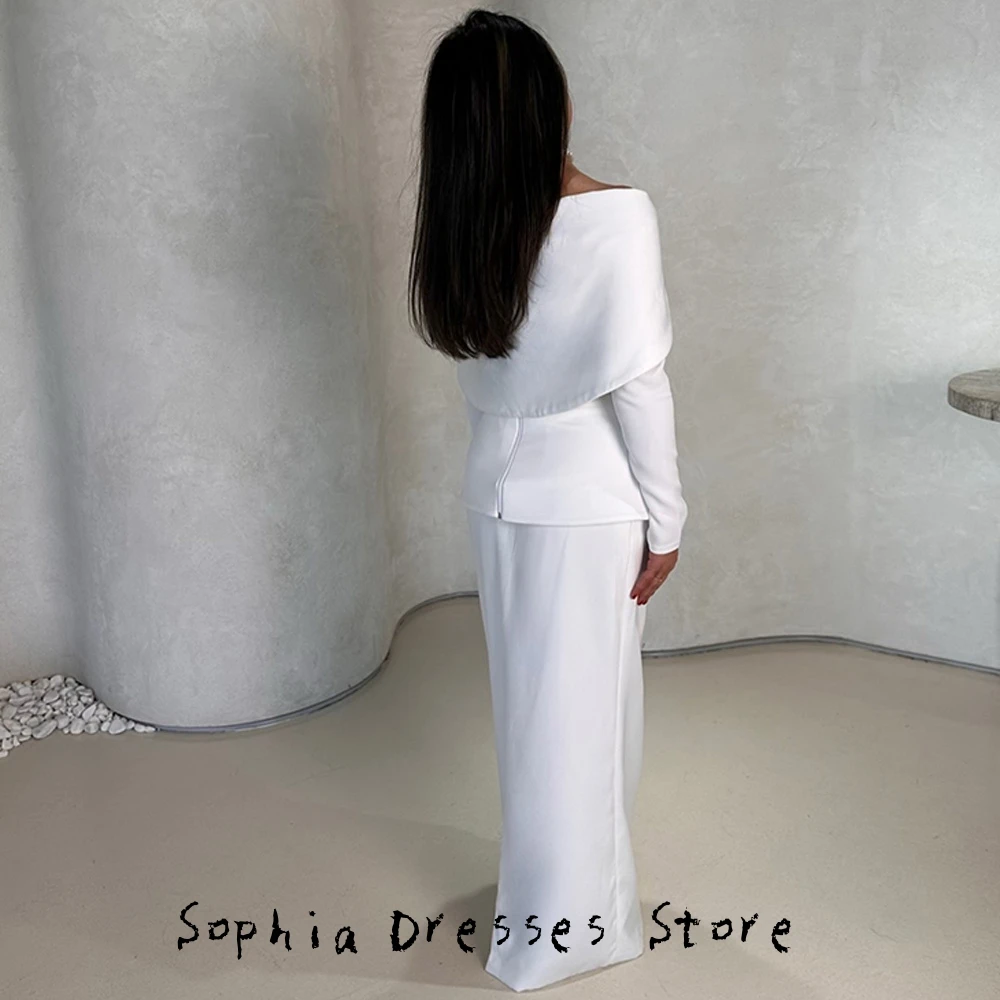 Customized Off the Shoulder Long Sleeves Evening Dress Elegant Straight Party Dress High Quality Buttons Celebrity Gowns