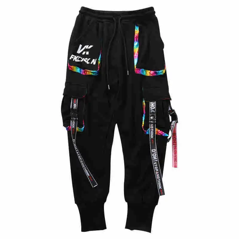 2023 Hip Hop Joggers Männer Brief Bänder Cargo Hosen Taschen Track Taktische Casual Techwear Männlichen Hosen Jogginghose Streetwear