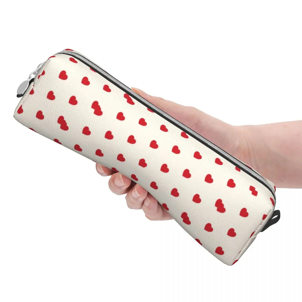 Mini Red Hearts Pencil Case Cute Funny Back To School Pencil Cases Square Kids Vintage University Pen Box Stationery Organizer