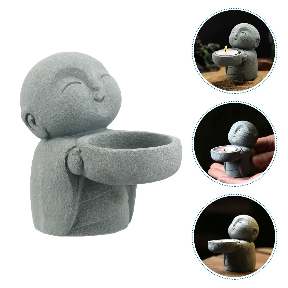 Decorate Buddha Statue Holder Retro Synthetic Resin Figure Shaped Candleholder