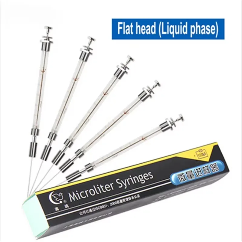 Laboratory Chromatographic Microinjector 0.5ul To 1000ul Liquid Phase Microliter Syringes With Flat Head(100ul) ,1Piece